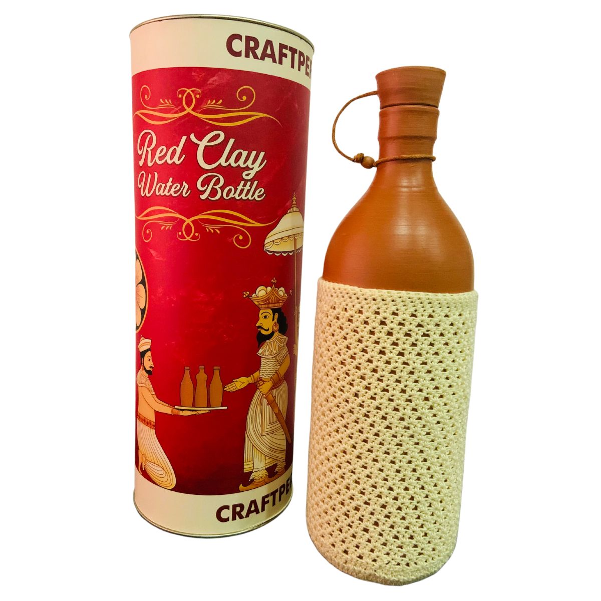 Jumbo Craftperk clay water bottle with packaging and product pouch
