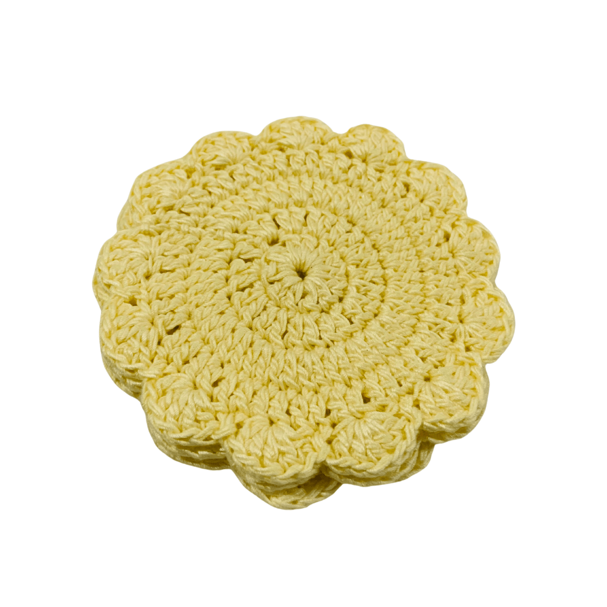 CozyLoops Crochet Coasters - A Set of 6 Stylish and Biodegradable Cotton Yarn Coasters for Sustainable Living.