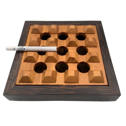 Nature'sBlack Kithul Wood Ashtray - Biodegradable and sustainable ashtray with a blackish-brown Kithul wood body and a light brown Mahogany lid, showcasing natural elegance and eco-friendly craftsmanship